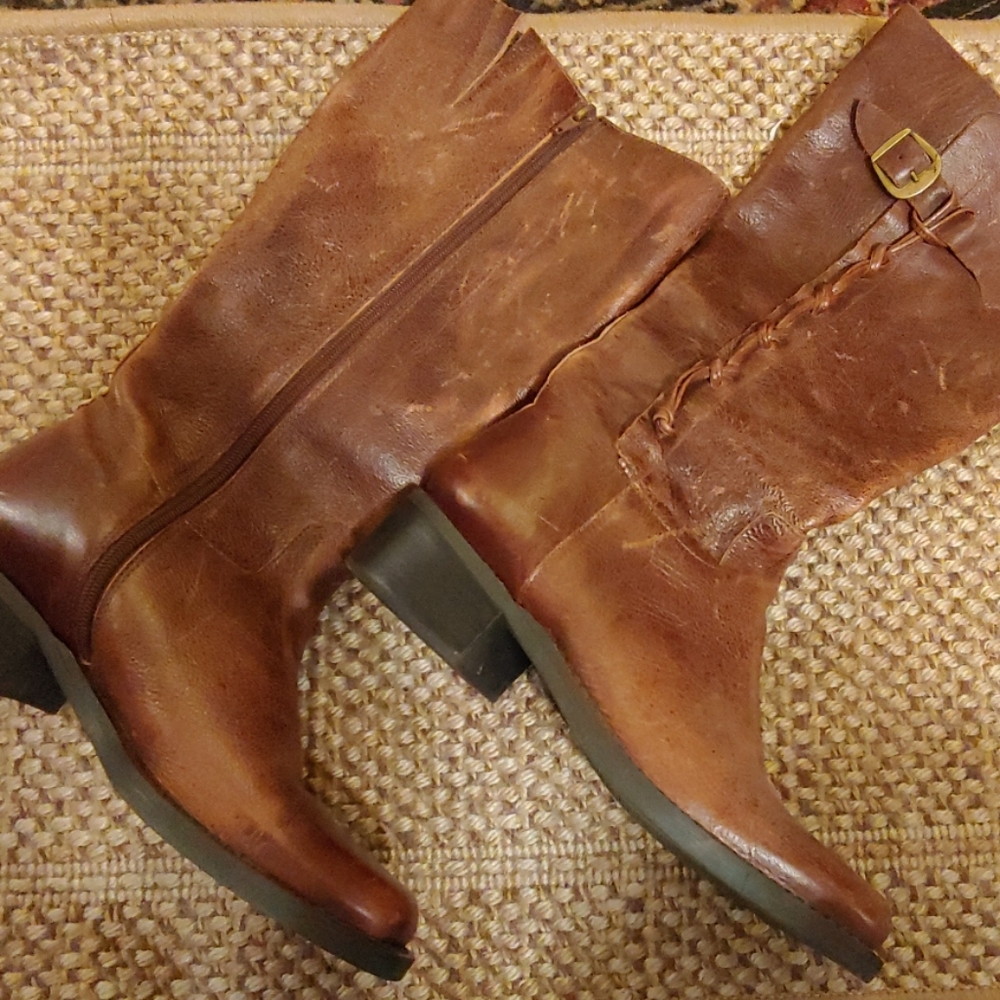 Brown Leather Knee-High Boots